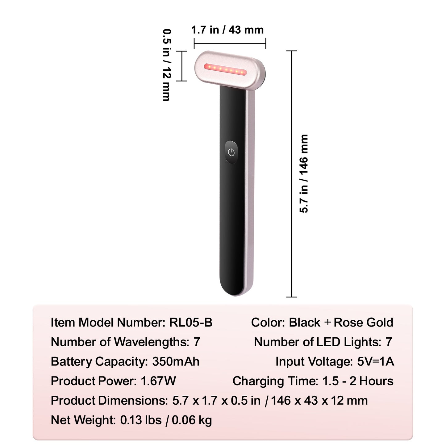 Ease on Life - Portable LED Red Light Therapy Glow Wand For Face and Neck, 7-Color LED Facial Wand Red Light Therapy with Heating and Microcurrent Vibrating Massage