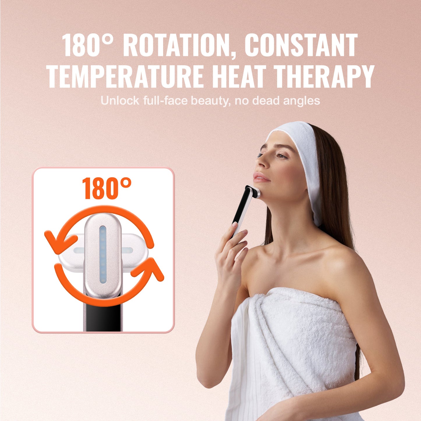 Ease on Life - Portable LED Red Light Therapy Glow Wand For Face and Neck, 7-Color LED Facial Wand Red Light Therapy with Heating and Microcurrent Vibrating Massage